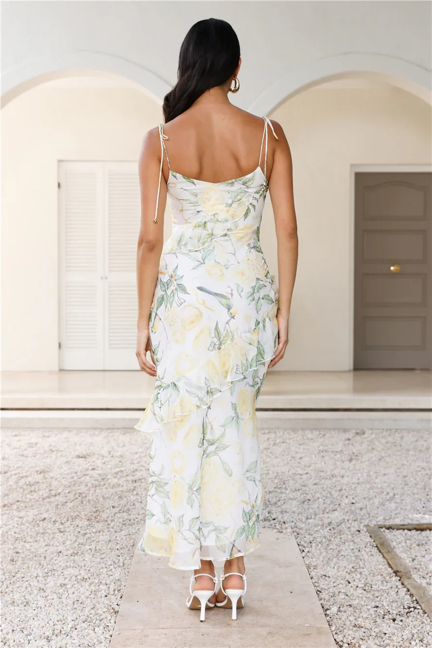 Sun Rises With Her Maxi Dress White