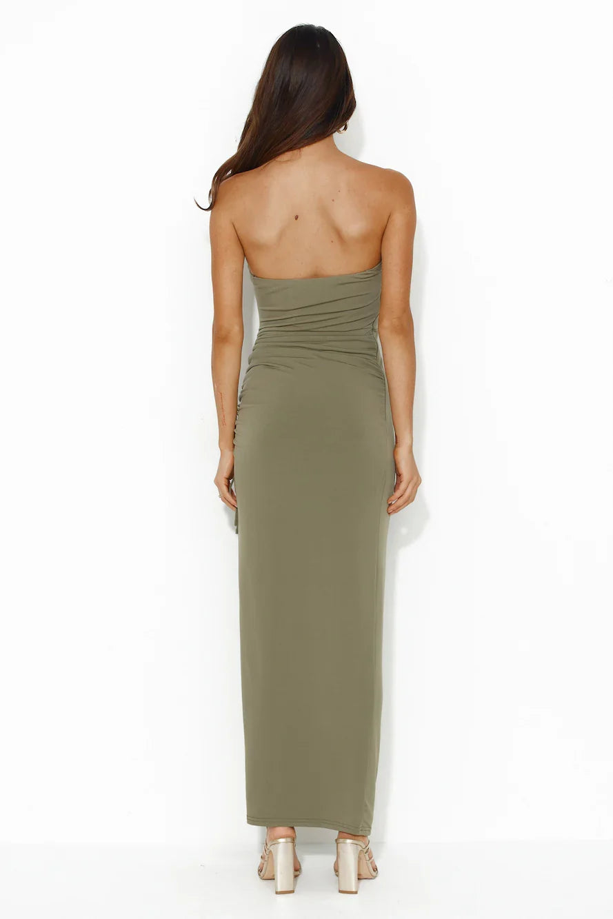 Tropic Date Maxi Dress Khaki