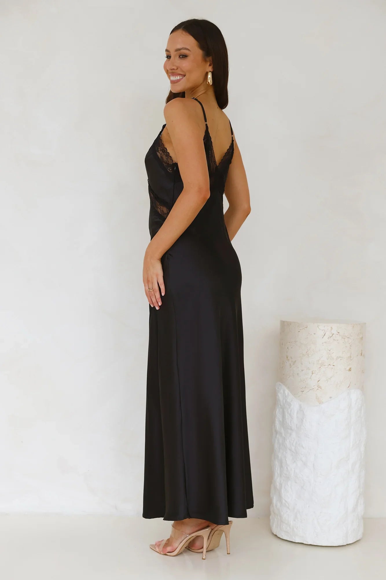 Ultimate Love Satin Slip Maxi Dress Black