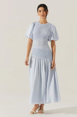 Theoni Smocked Asymmetric Dress