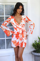 Vibing Music Long Sleeve Mini Dress Orange