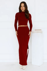 Velvet Whispers Maxi Skirt Wine